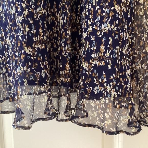 NWOT New Anne Klein Size 2P Silk Dress Maxi Midi Navy Blue Floral - Picture 6 of 6